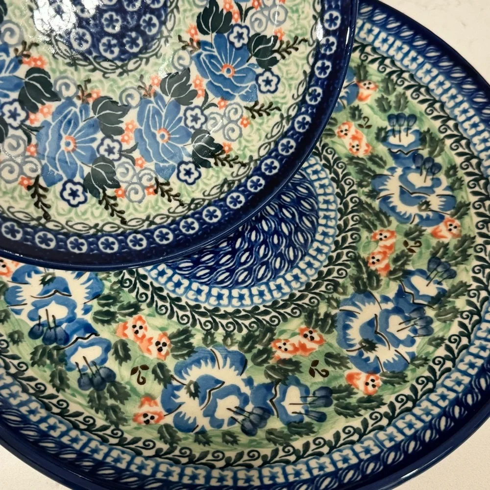 Set of 2 UNIKAT Ceramika Artystyczna Plates Polish Pottery Z Spychalska